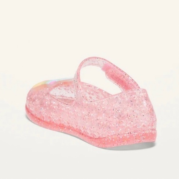 NWT Baby Girl Glitter Jelly Shoe Bundle, Pink Seashell & Multi Star - Picture 8 of 15